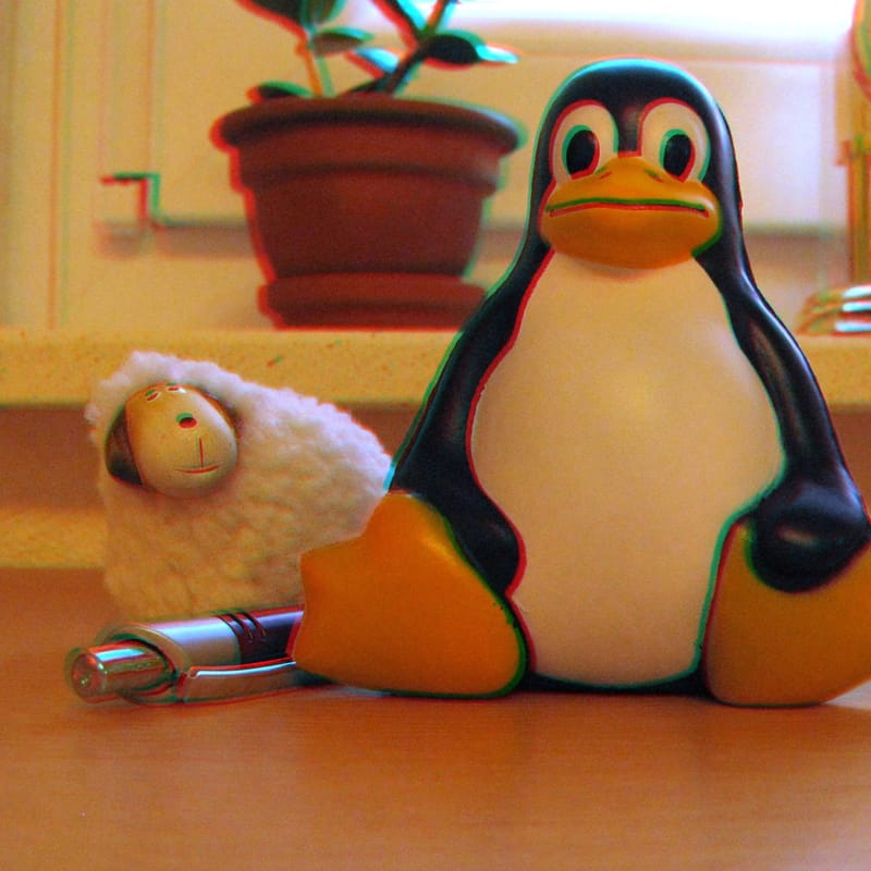 Anaglyphes 3D-Bild mit Tux