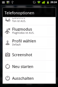 Cyanogen: Bildschirmfoto im »Auflegen-Menü«