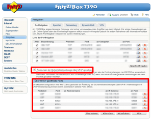 Fritz!Box zeigt UPNP-Verbindungen vom Torrent-Client Deluge