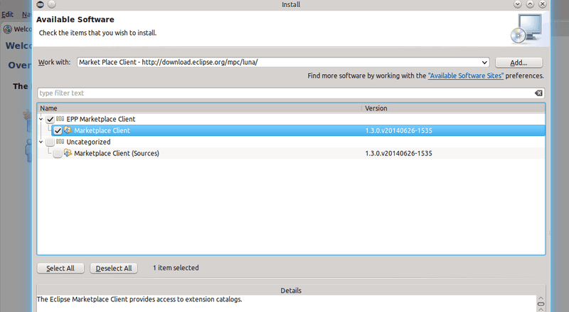 Marketplace-Client installieren.