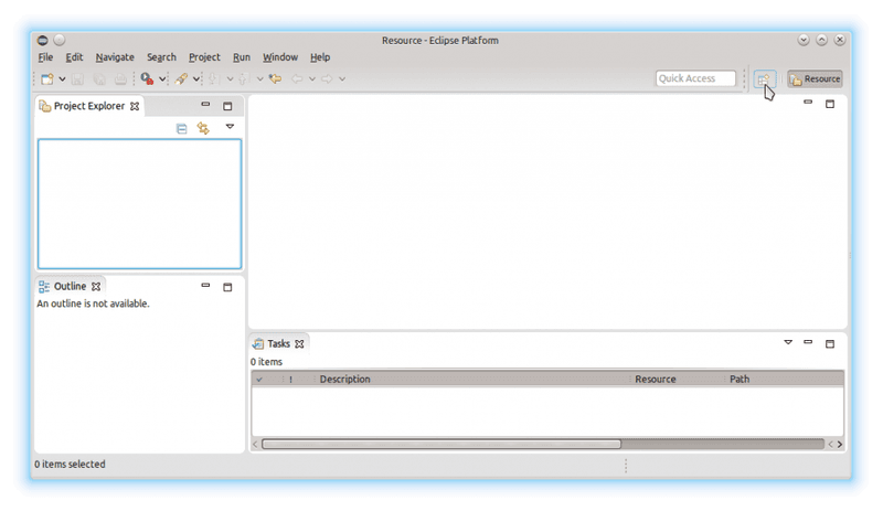 Eclipse mit der Ressourcen-Perspektive.