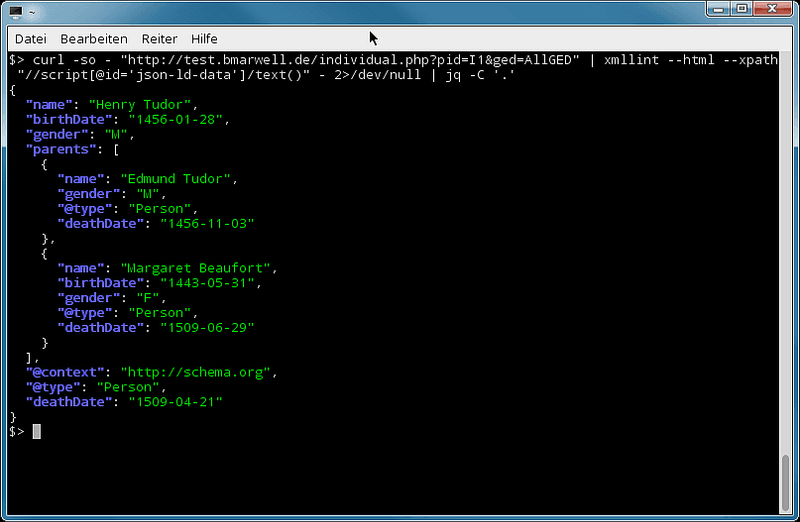 Curl mit XMLLint und JQ für JSON-Farbausgabe.