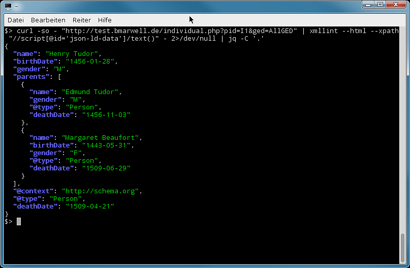 Curl mit XMLLint und JQ für JSON-Farbausgabe.