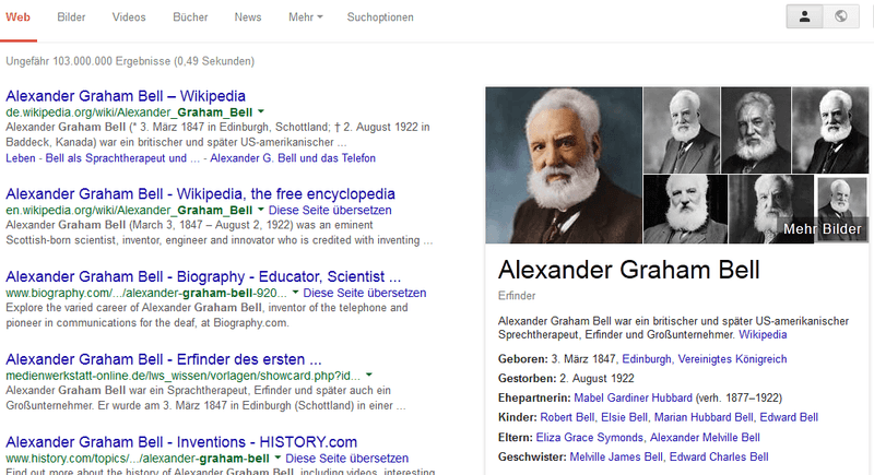 Open Graph mit Graham Bell / Google-Suche