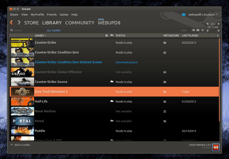 Steam unter Ubuntu Linux.