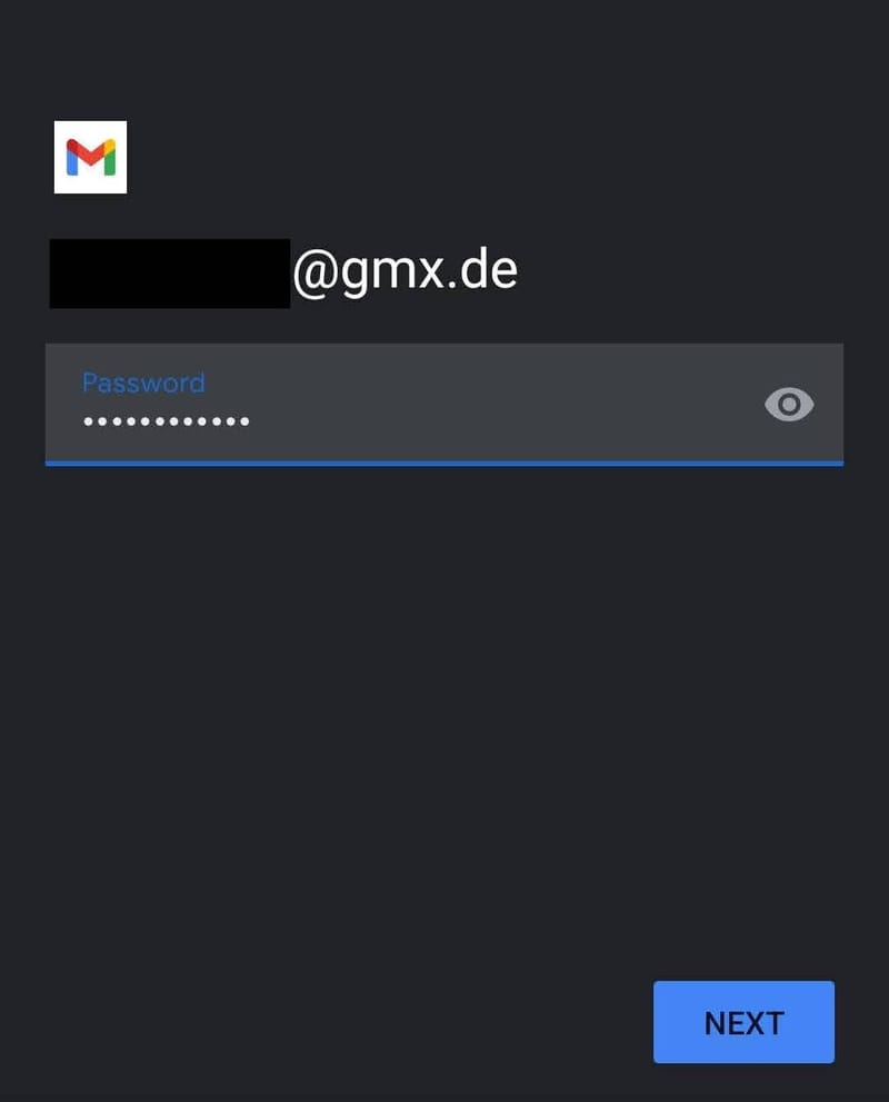 GMX-Login: Passwort eingeben.
