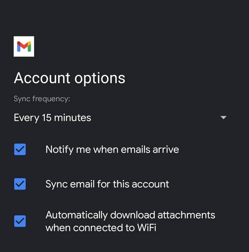 Sync options für GMX Login bei GMail