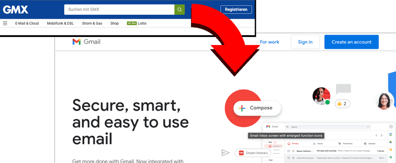 Featured image of GMX Login mit GMail nutzen